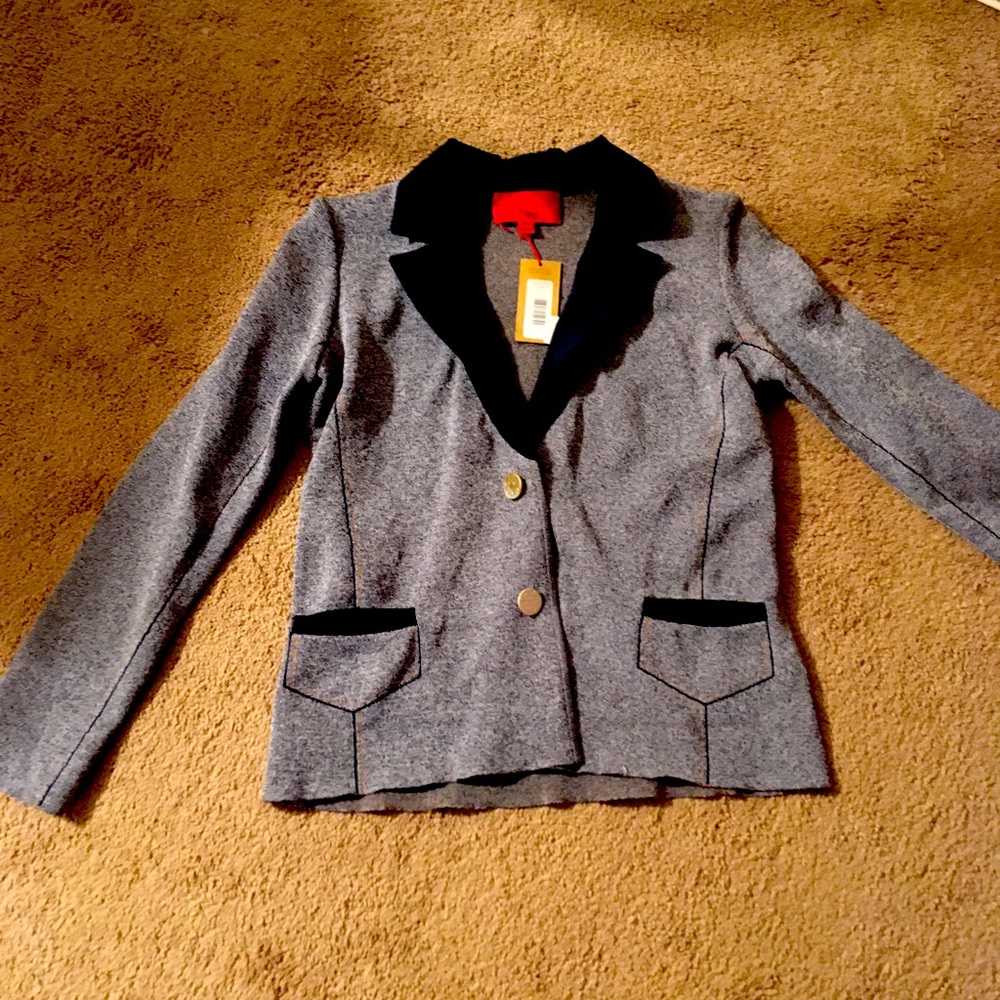 Zspoke poly denim look blazer size small NWT